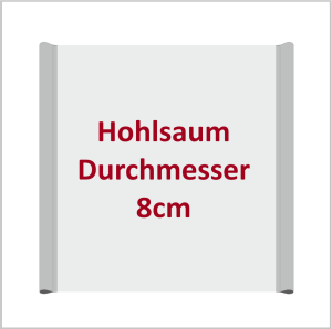 Werbebanner 2x2m mit Hohlsaum senkrecht